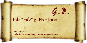 Görög Mariann névjegykártya